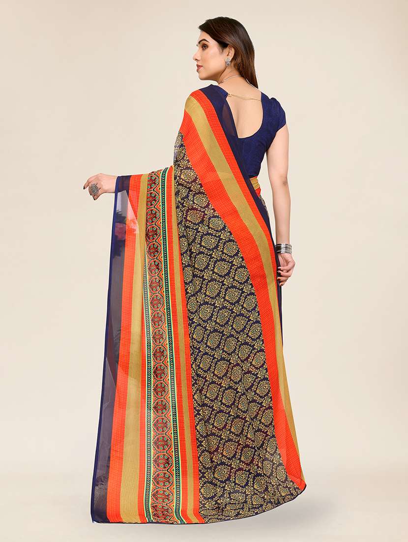 women printed casual wear saree with blouse - 22049345 -  Standard Image - 1