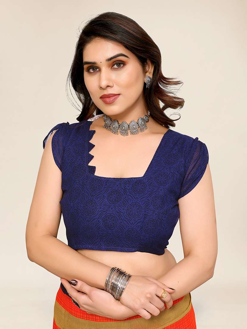 women printed casual wear saree with blouse - 22049345 -  Standard Image - 4