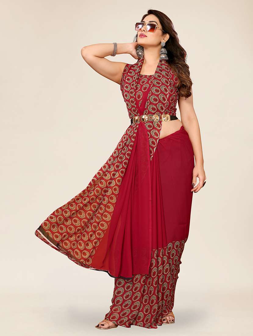 women printed casual wear saree with blouse - 22049346 -  Standard Image - 1