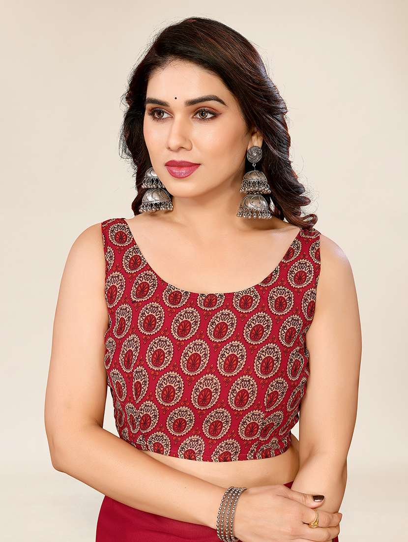 women printed casual wear saree with blouse - 22049346 -  Standard Image - 4