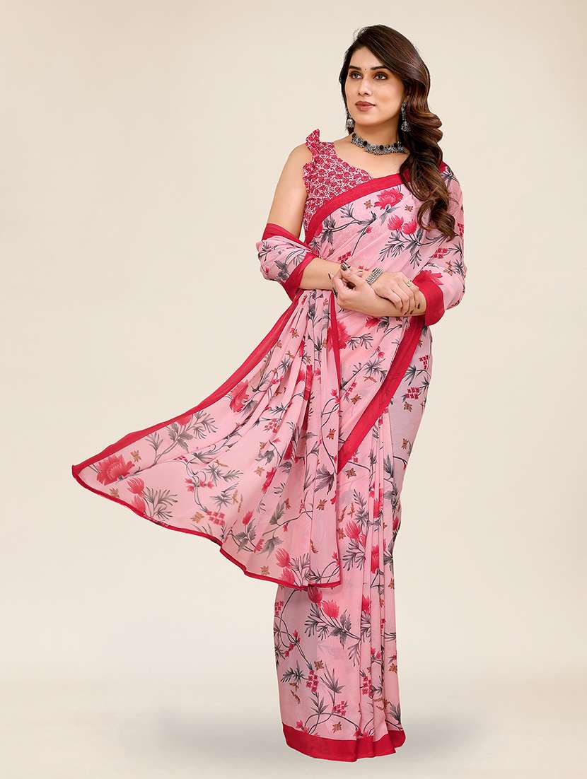 women printed casual wear saree with blouse - 22049350 -  Standard Image - 1