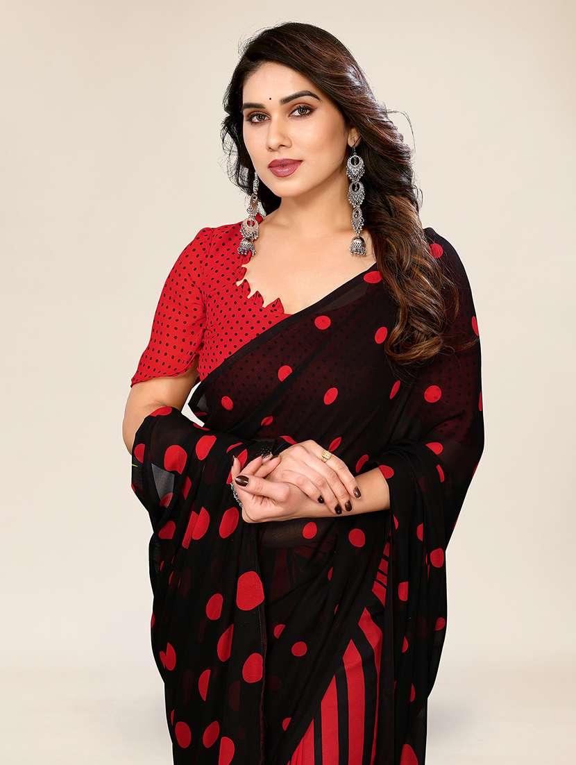 women printed casual wear saree with blouse - 22049353 -  Standard Image - 4