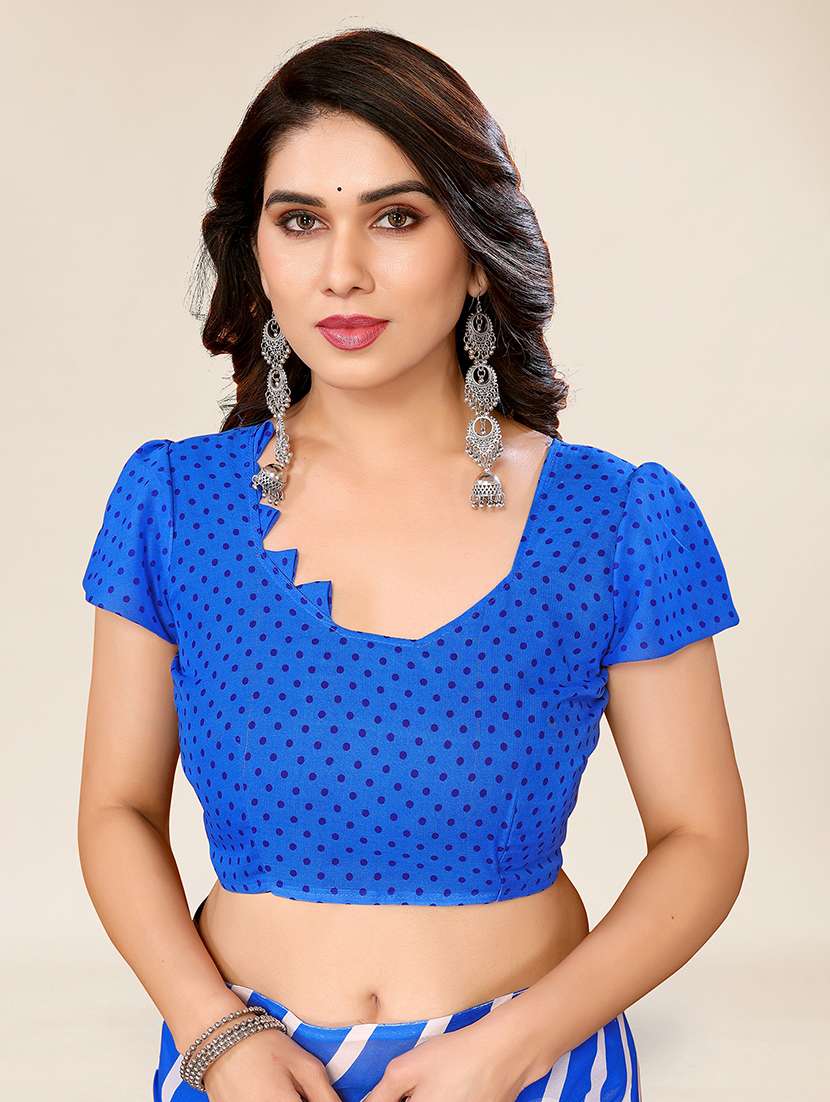 women printed casual wear saree with blouse - 22049362 -  Standard Image - 4