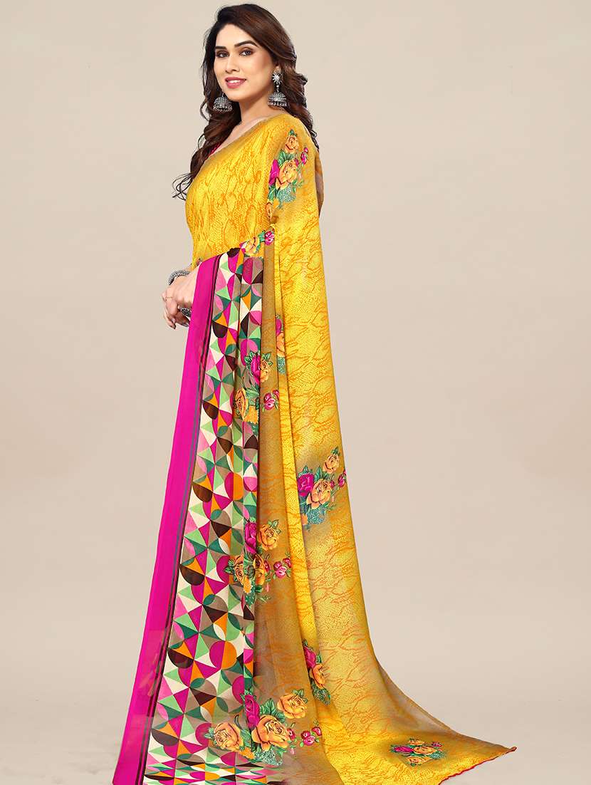 women printed casual wear saree with blouse - 22049364 -  Standard Image - 1