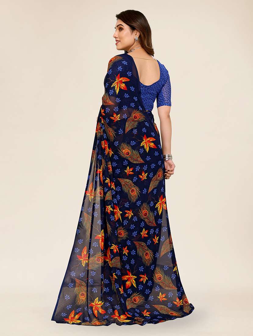 women printed casual wear saree with blouse - 22049367 -  Standard Image - 4