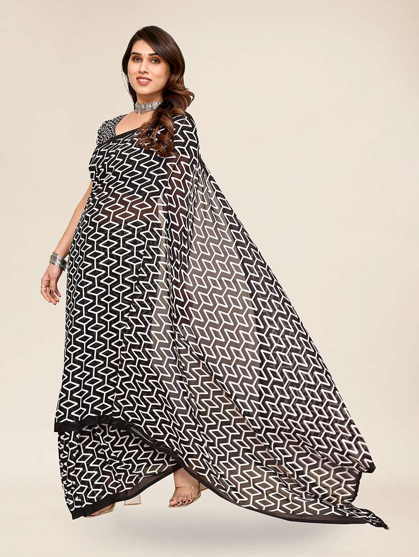 women printed casual wear saree with blouse - 22049370 -  Standard Image - 1