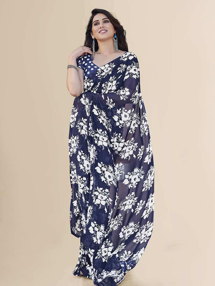 women printed casual wear saree with blouse - 22049371 -  Standard Image - 1