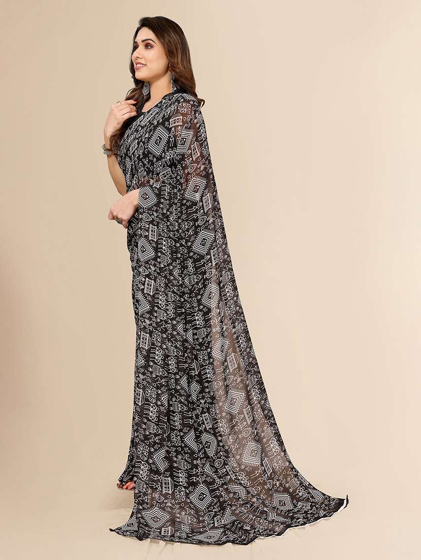 women printed casual wear saree with blouse - 22049382 -  Standard Image - 1