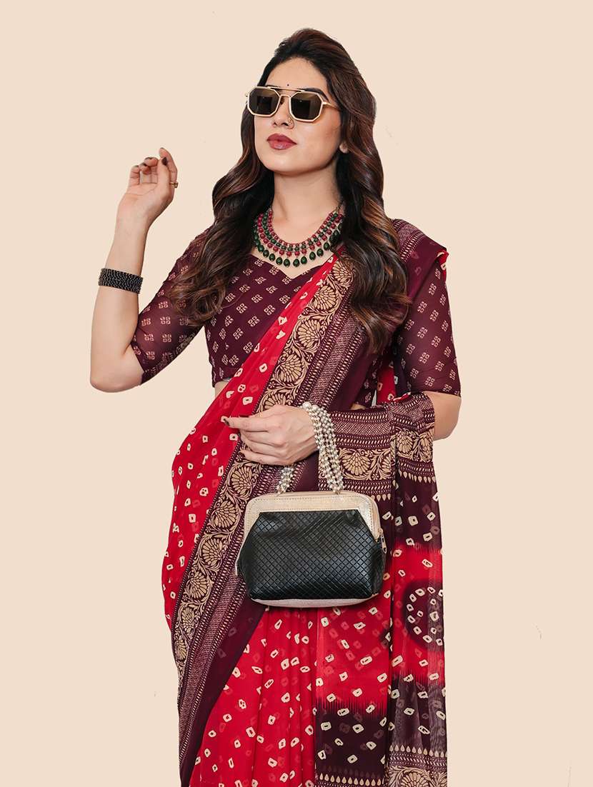 women printed casual wear saree with blouse - 22049383 -  Standard Image - 1