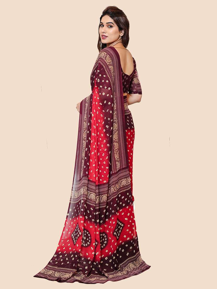 women printed casual wear saree with blouse - 22049383 -  Standard Image - 4