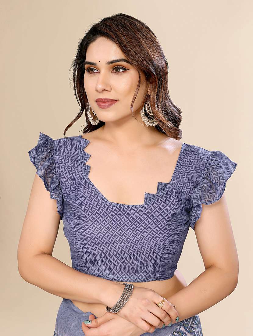 women printed casual wear saree with blouse - 22049402 -  Standard Image - 4
