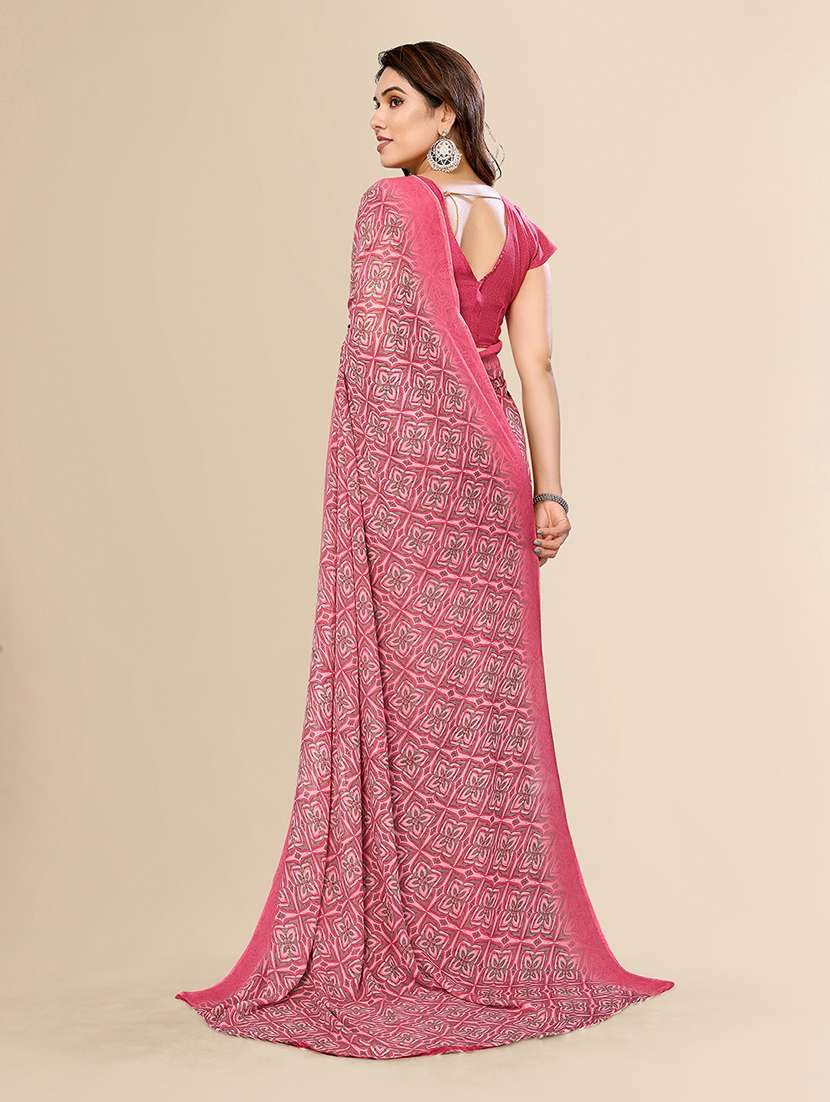 women printed casual wear saree with blouse - 22049404 -  Standard Image - 4
