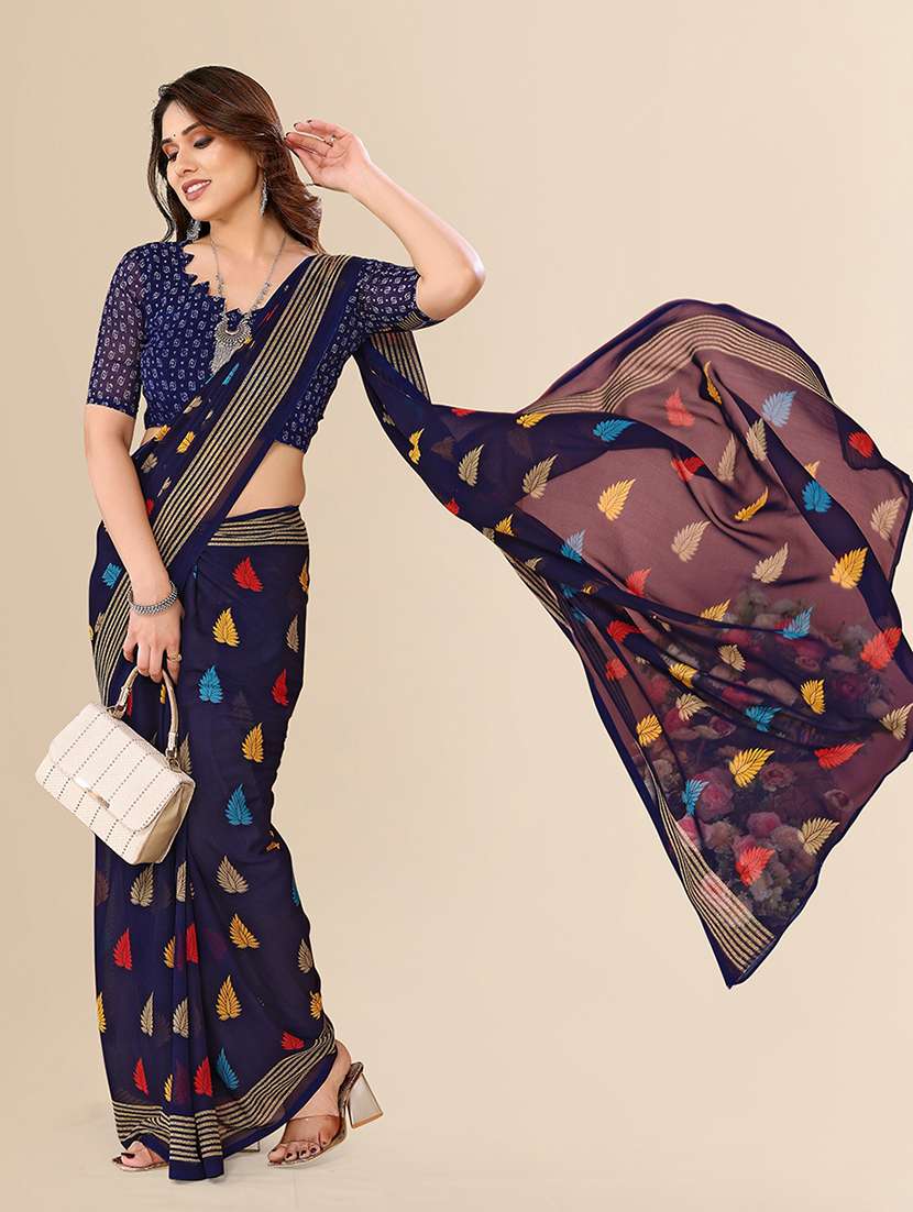 women printed casual wear saree with blouse - 22049407 -  Standard Image - 1