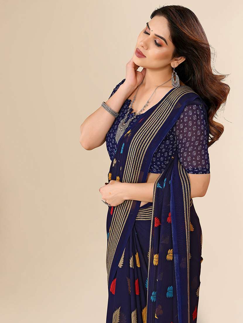 women printed casual wear saree with blouse - 22049407 -  Standard Image - 4