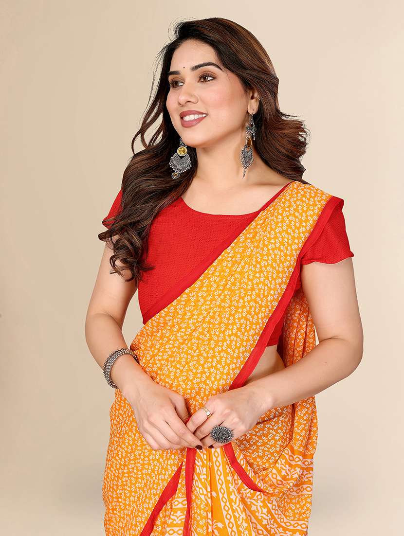 women printed casual wear saree with blouse - 22049416 -  Standard Image - 1