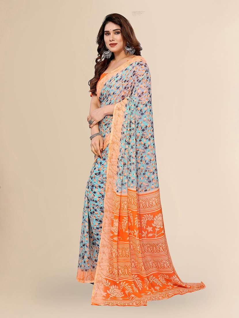 women printed casual wear saree with blouse - 22049419 -  Standard Image - 1