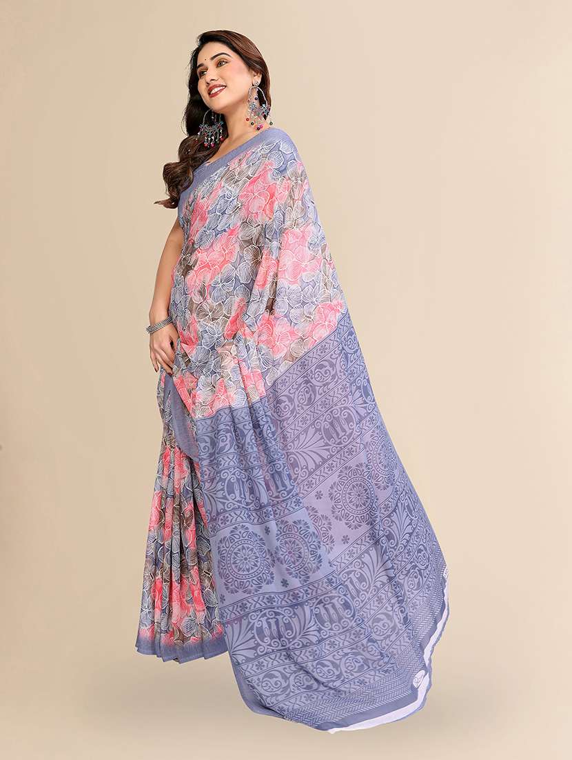 women printed casual wear saree with blouse - 22049429 -  Standard Image - 1