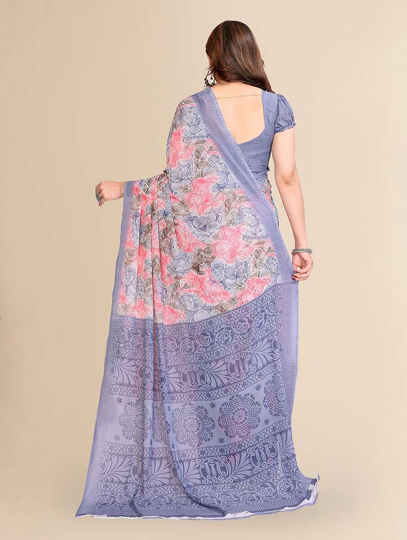 women printed casual wear saree with blouse - 22049429 -  Standard Image - 4
