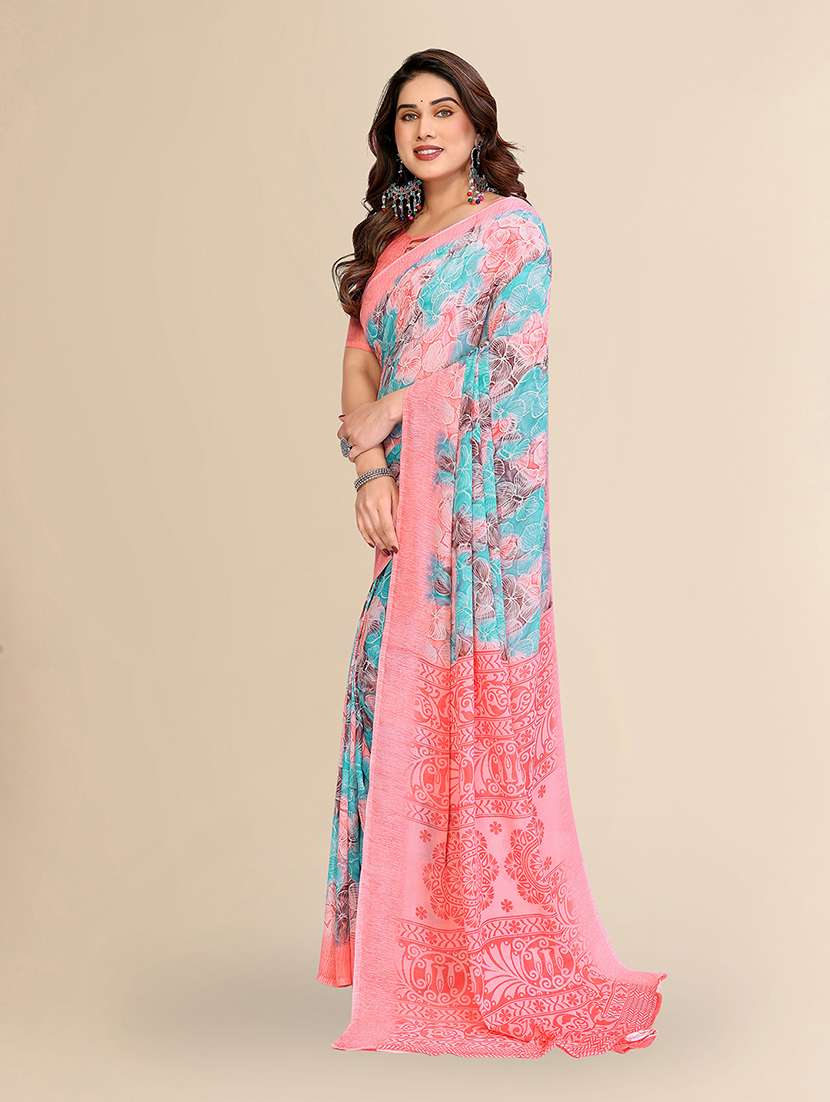 women printed casual wear saree with blouse - 22049431 -  Standard Image - 1