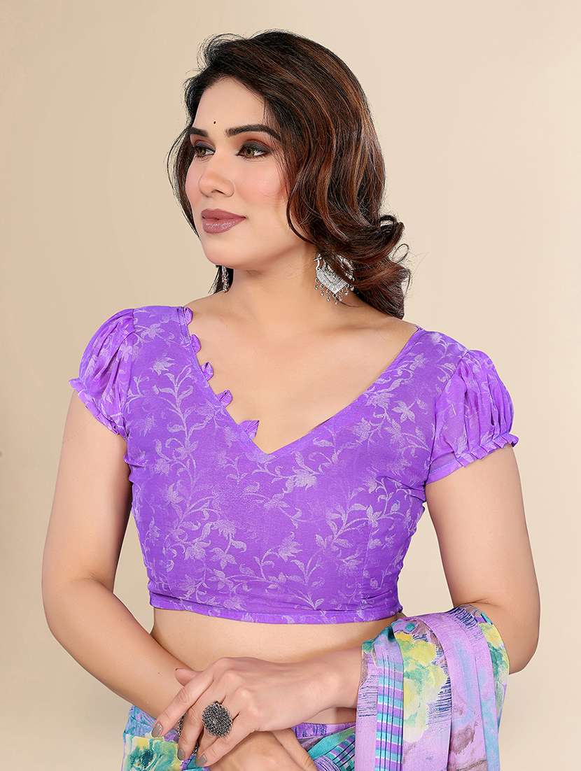 women printed casual wear saree with blouse - 22049432 -  Standard Image - 4