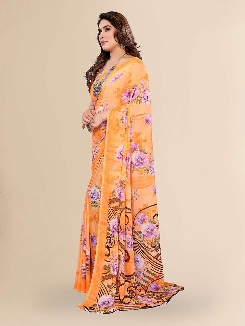 women printed casual wear saree with blouse - 22049435 -  Standard Image - 1