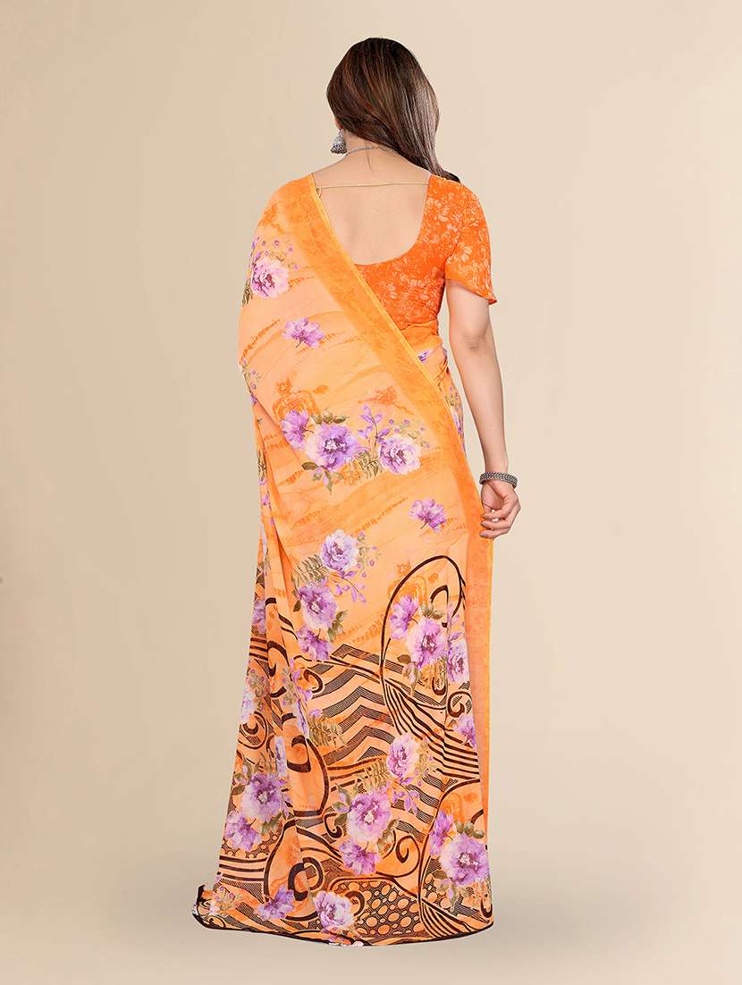 women printed casual wear saree with blouse - 22049435 -  Standard Image - 4