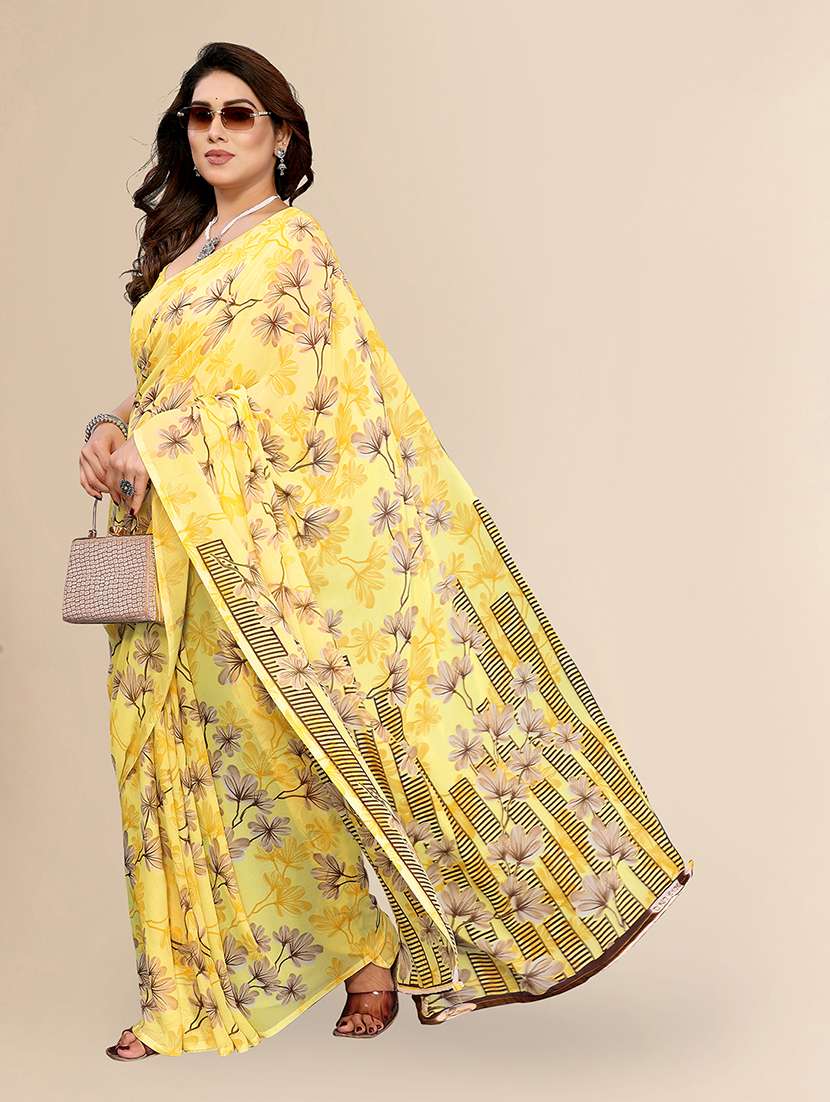 women printed casual wear saree with blouse - 22049439 -  Standard Image - 4