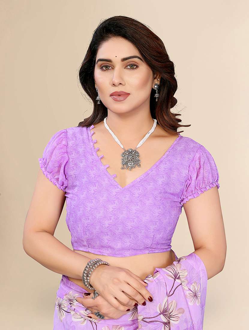 women printed casual wear saree with blouse - 22049440 -  Standard Image - 4