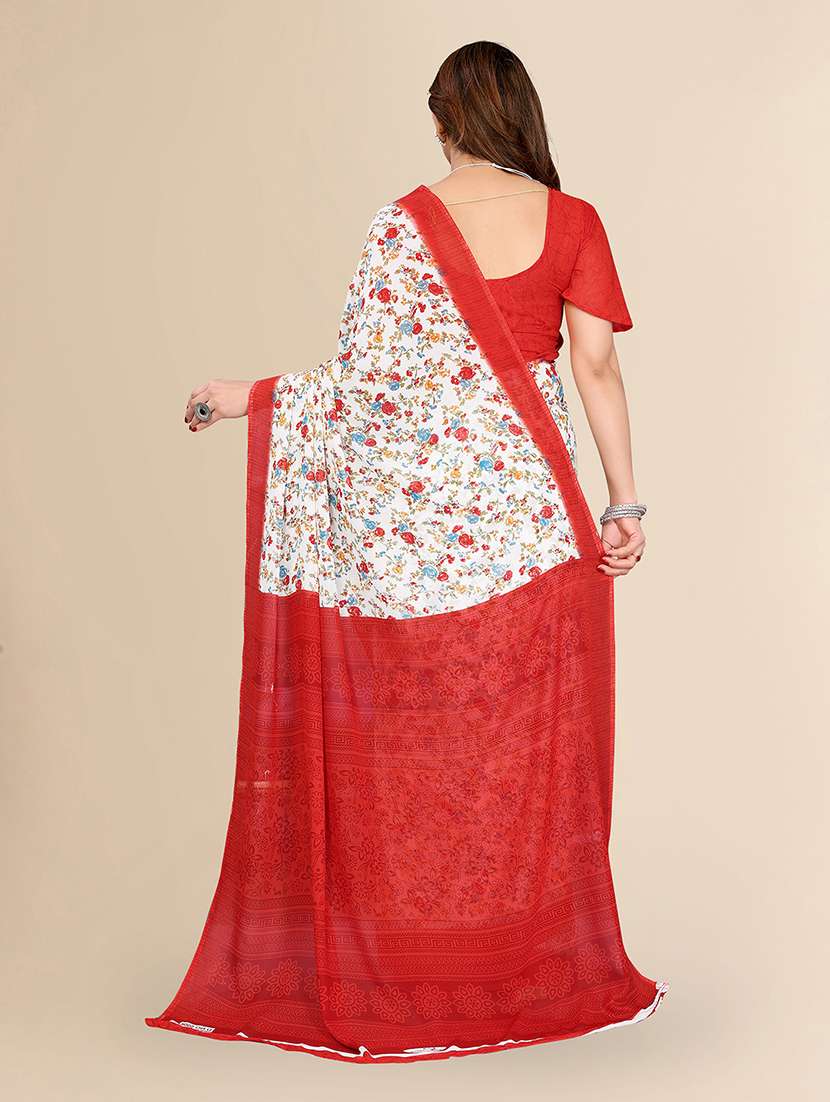 women printed casual wear saree with blouse - 22049443 -  Standard Image - 4
