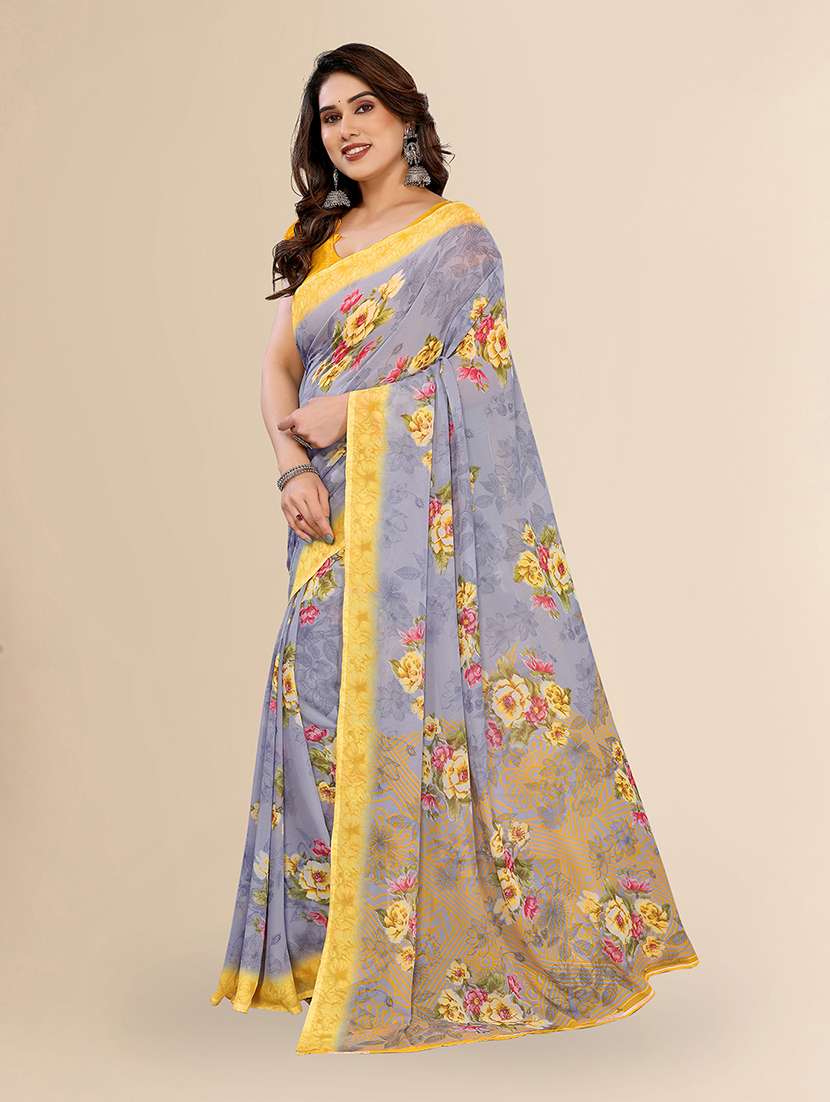 women printed casual wear saree with blouse - 22049447 -  Standard Image - 1