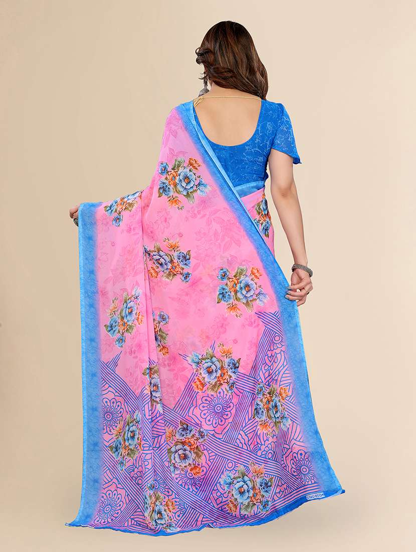 women printed casual wear saree with blouse - 22049449 -  Standard Image - 4