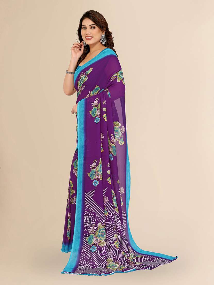 women printed casual wear saree with blouse - 22049453 -  Standard Image - 1