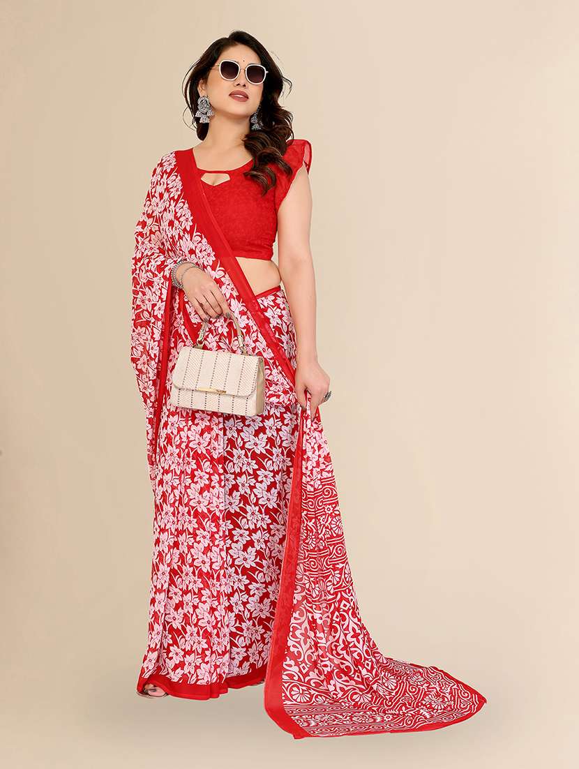 women printed casual wear saree with blouse - 22049455 -  Standard Image - 1