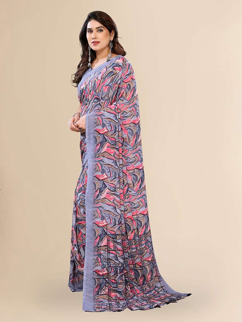 women printed casual wear saree with blouse - 22049463 -  Standard Image - 1