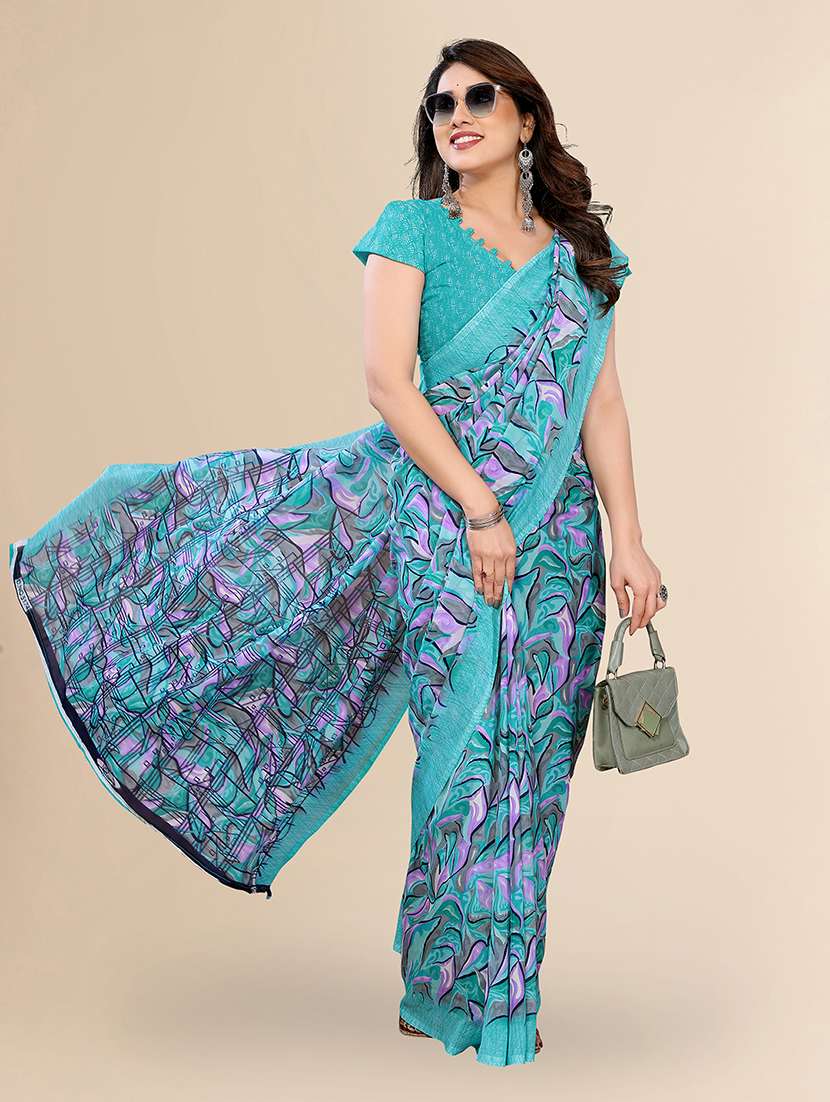 women printed casual wear saree with blouse - 22049466 -  Standard Image - 1
