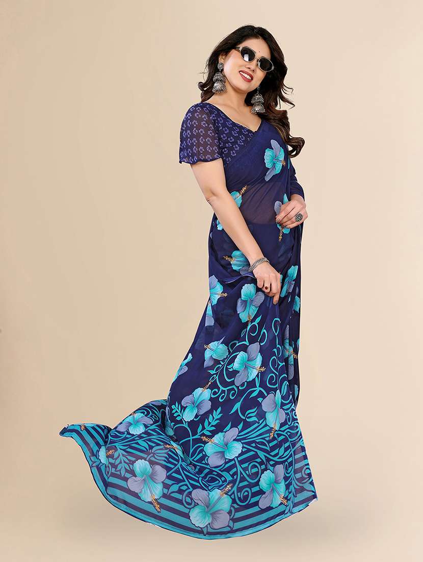 women printed casual wear saree with blouse - 22049475 -  Standard Image - 1