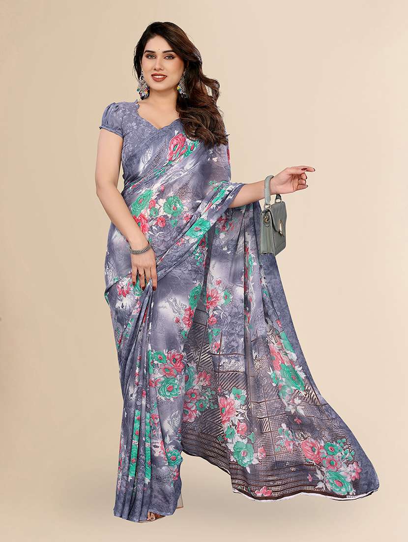 women printed casual wear saree with blouse - 22049479 -  Standard Image - 1