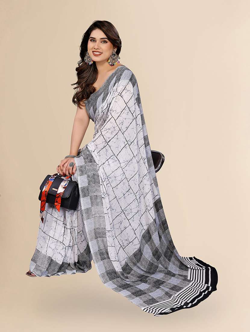 women printed casual wear saree with blouse - 22049486 -  Standard Image - 1