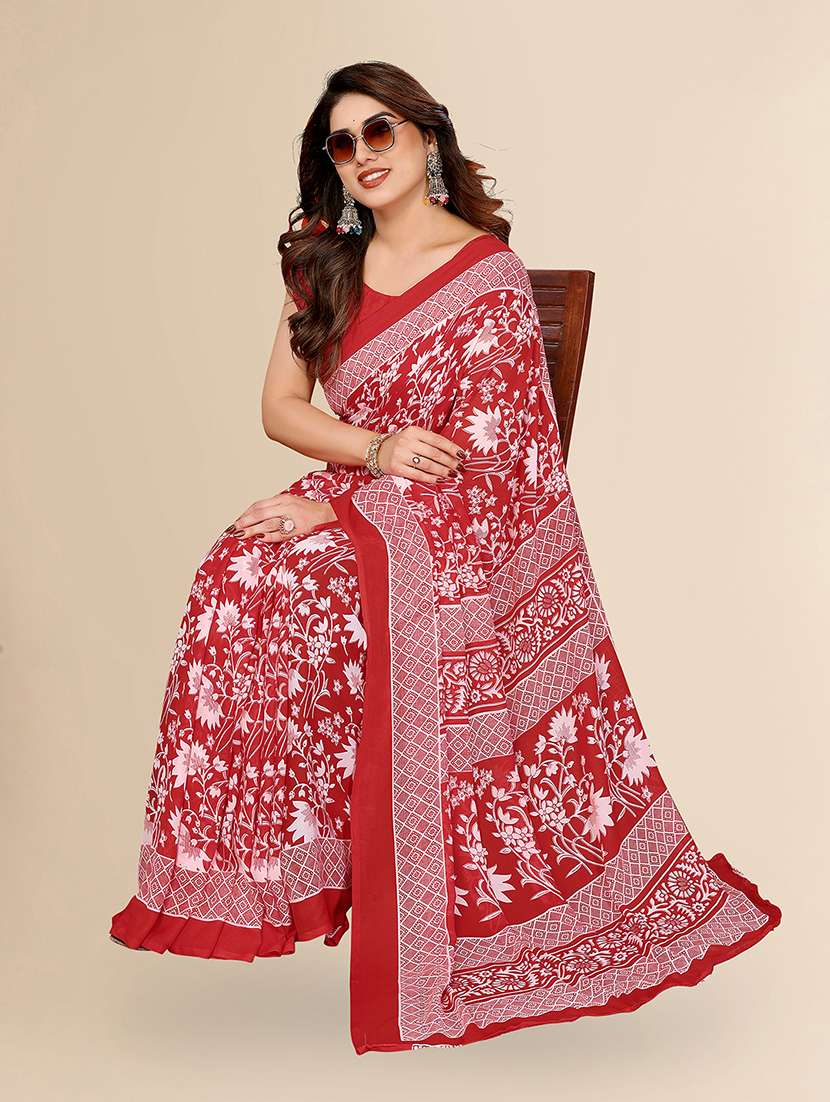 women printed casual wear saree with blouse - 22049495 -  Standard Image - 4
