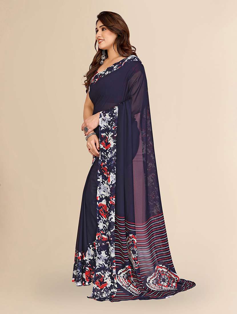 women printed casual wear saree with blouse - 22049499 -  Standard Image - 1