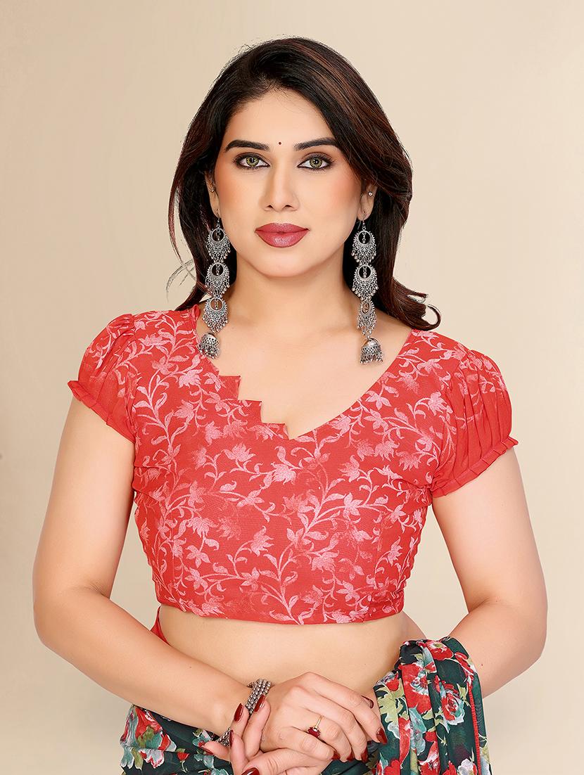 women printed casual wear saree with blouse - 22049506 - Standard Image - 4