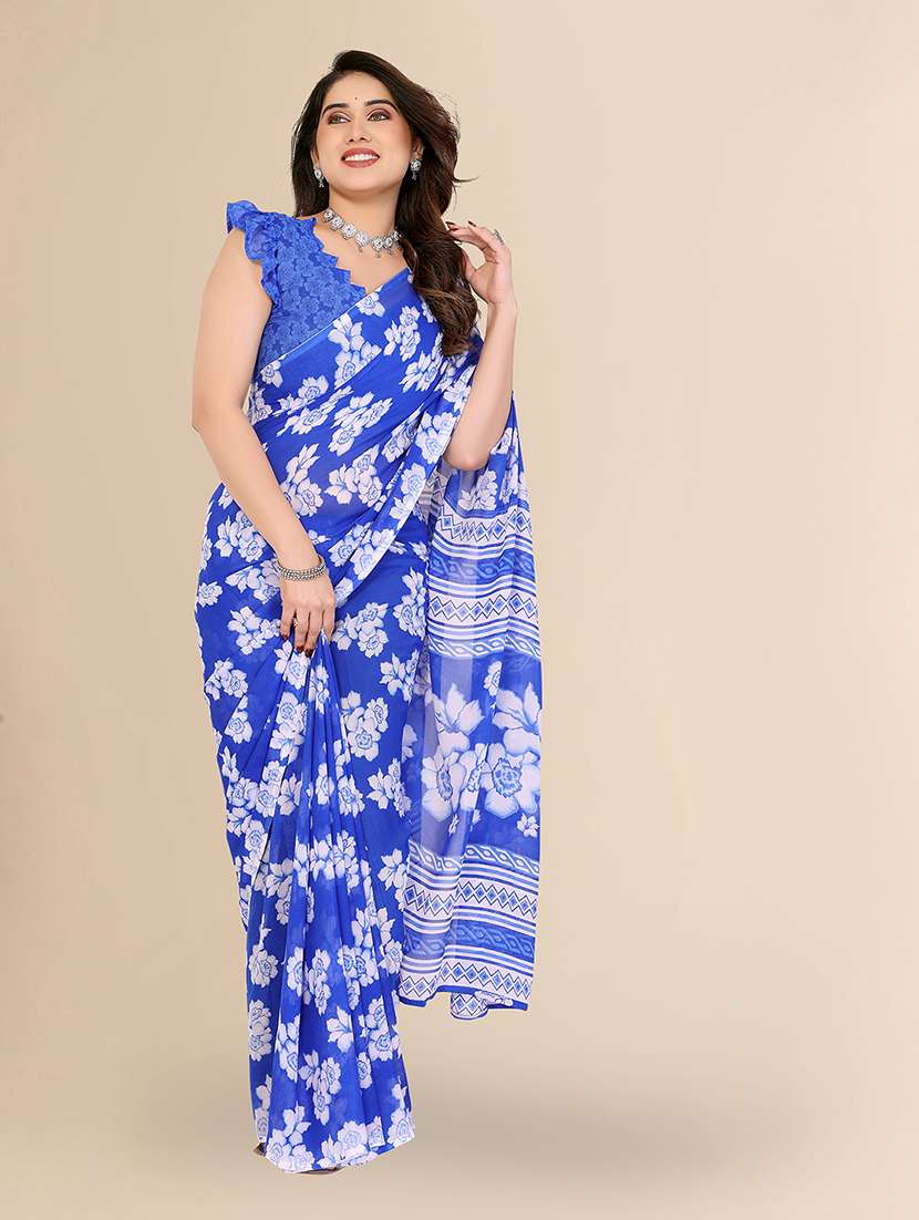 women printed casual wear saree with blouse - 22049507 -  Standard Image - 1