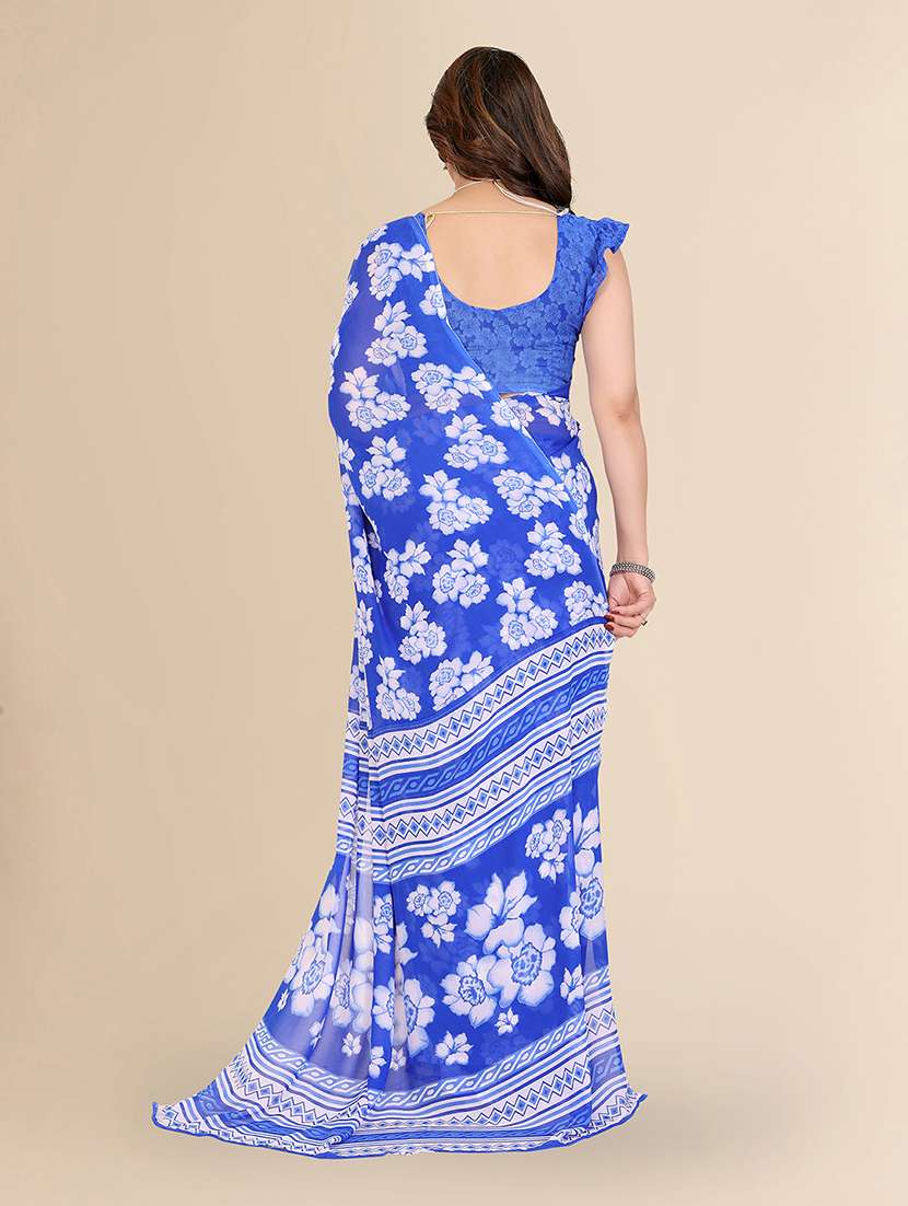 women printed casual wear saree with blouse - 22049507 -  Standard Image - 4