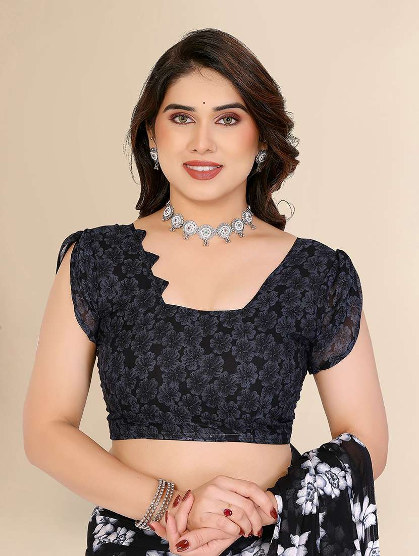 women printed casual wear saree with blouse - 22049512 -  Standard Image - 4