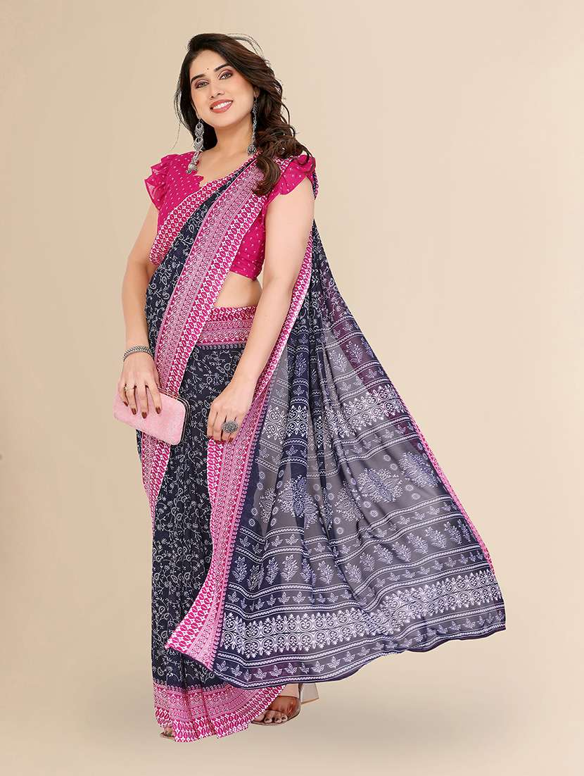 women printed casual wear saree with blouse - 22049515 -  Standard Image - 1