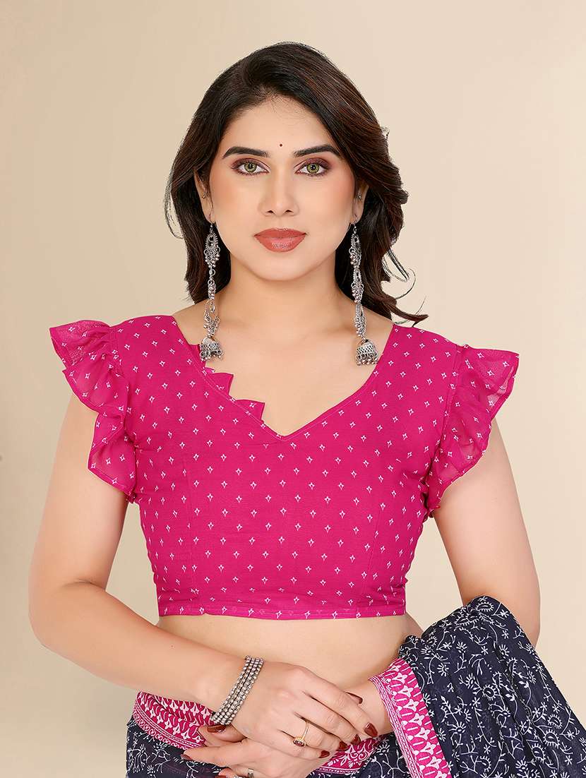 women printed casual wear saree with blouse - 22049515 -  Standard Image - 4