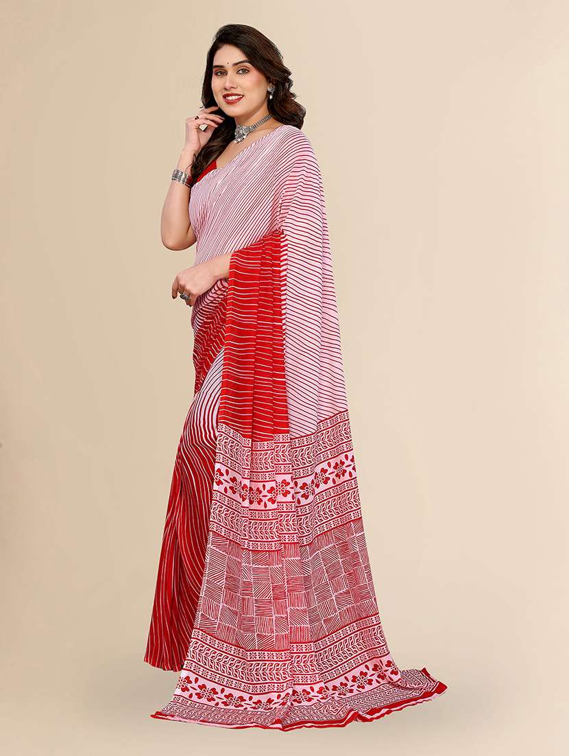 women printed casual wear saree with blouse - 22049519 -  Standard Image - 1