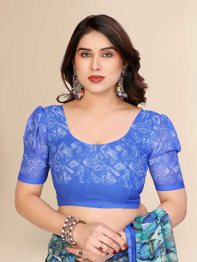 women printed casual wear saree with blouse - 22049523 -  Standard Image - 4