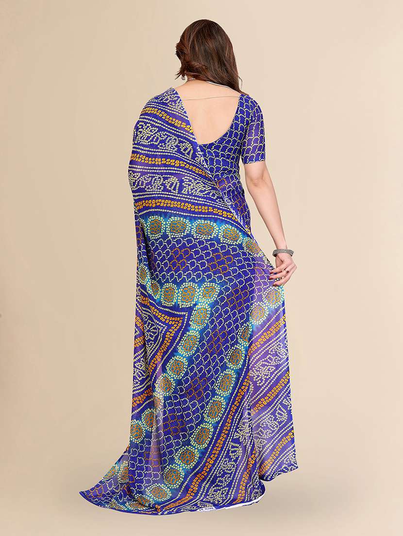 women printed casual wear saree with blouse - 22049529 -  Standard Image - 4