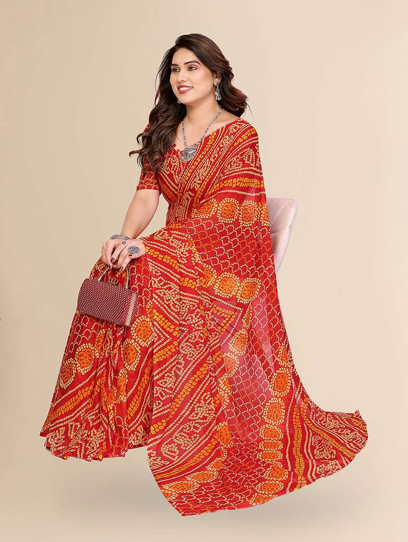 women printed casual wear saree with blouse - 22049530 -  Standard Image - 1